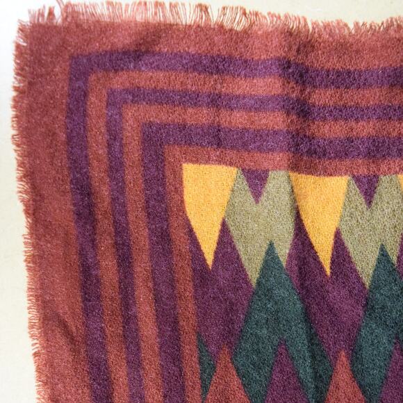 Chevron Striped Square 48"x48" Scarf Multi-Color Frayed Edges Promod Wrap Shawl - Picture 7 of 9